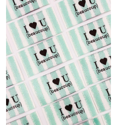  I love U - Étiquette tissée à coudre