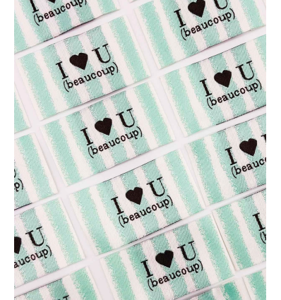  I love U - Étiquette tissée à coudre