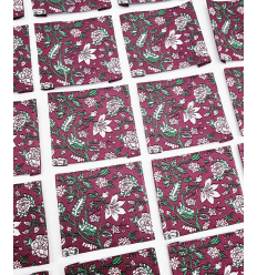 Fleurs JAIPUR - Étiquette tissée à coudre
