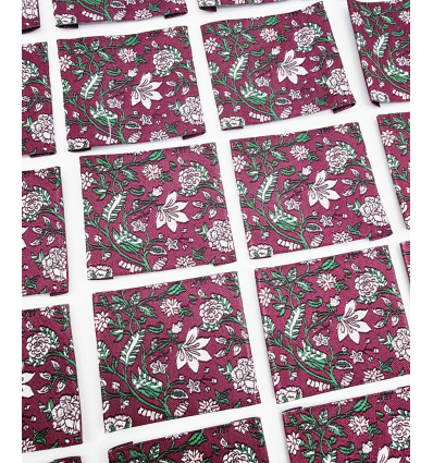 Fleurs JAIPUR - Étiquette tissée à coudre