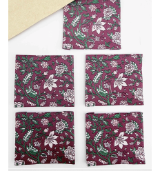 Fleurs JAIPUR - Étiquette tissée à coudre