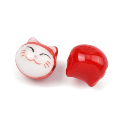 Perle tête de chat en porcelaine