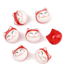 Perle tête de chat en porcelaine