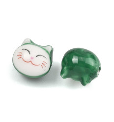 Perle tête de chat en porcelaine