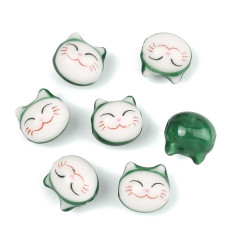 Perle tête de chat en porcelaine