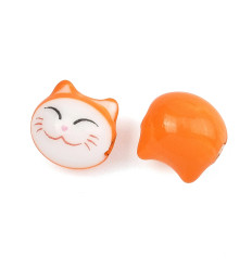 Perle tête de chat en porcelaine