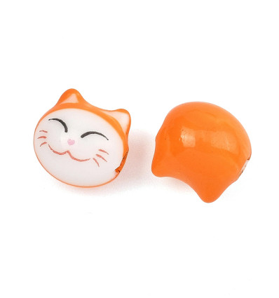 Perle tête de chat en porcelaine