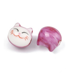 Perle tête de chat en porcelaine