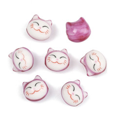Perle tête de chat en porcelaine