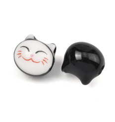 Perle tête de chat en porcelaine