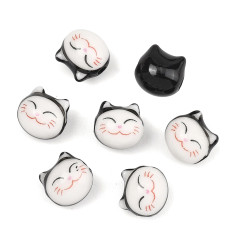 Perle tête de chat en porcelaine