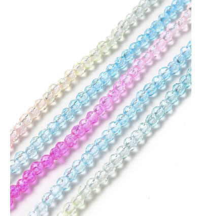 2mm - Chapelet perle en verre à facettes