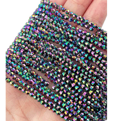 3x2.5mm - Chapelet perle toupie en verre à facettes