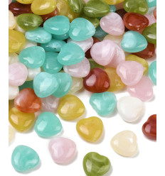 Lot petites perles acrylique formes coeurs