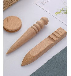 brunissoir en bois pour lisser le cuir (3pcs)