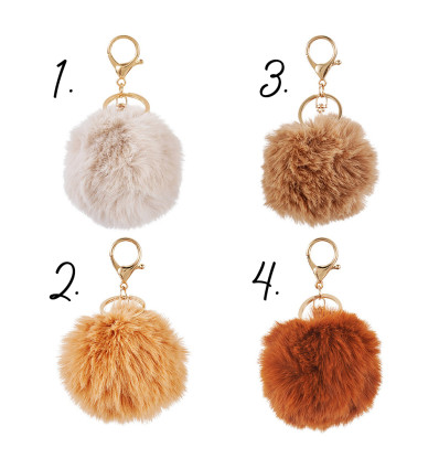 Porte-clé pompon fausse fourrure