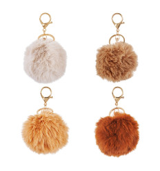 Porte-clé pompon fausse fourrure