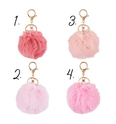 Porte-clé pompon fausse fourrure