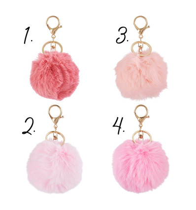 Porte-clé pompon fausse fourrure