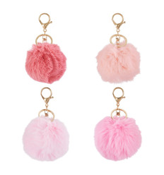 Porte-clé pompon fausse fourrure