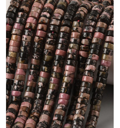 6x3mm - Chapelet Heishi en rhodonite