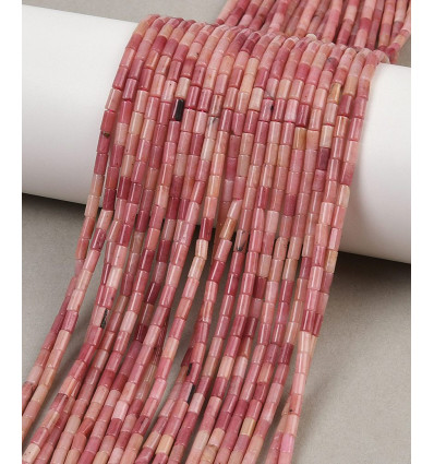4mm - rhodochrosite - Chapelet en pierre tube
