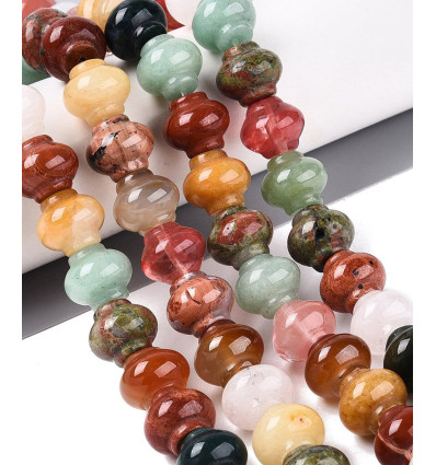 12x14mm - Mix de pierres lanternes - Chapelet pierre