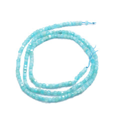 2x2mm - amazonite - Chapelet pierre cube