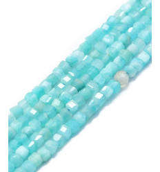 2x2mm - amazonite - Chapelet pierre cube