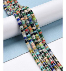 4mm - Chapelet Heishi en pierre multicolore
