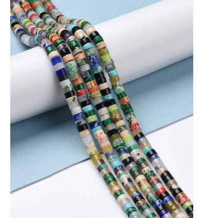 4mm - Chapelet Heishi en pierre multicolore