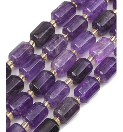15.5x9.5mm - Améthyste - Chapelet de cylindre