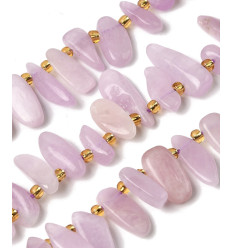 Kunzite - Chapelet de pierres pépites allongées