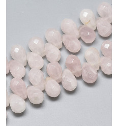 Chapelet de gouttes à facettes en quartz rose