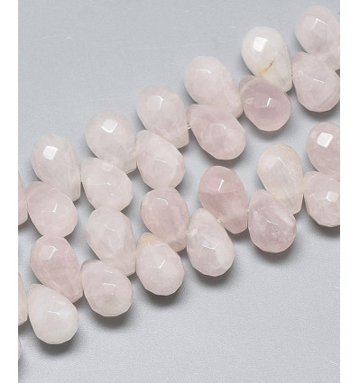 Chapelet de gouttes à facettes en quartz rose