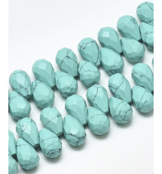 Chapelet de gouttes à facettes en howlite turquoise
