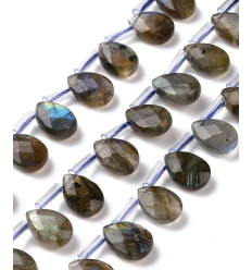 Chapelet de gouttes à facettes en labradorite