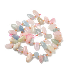Morganite - Chapelet de pierres pépites allongées