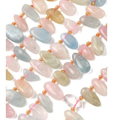 Morganite - Chapelet de pierres pépites allongées