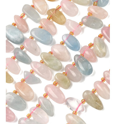Morganite - Chapelet de pierres pépites allongées