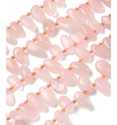 Quartz rose - Chapelet de pierres pépites allongées
