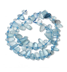 Aigue-marine - Chapelet de pierres pépites allongées