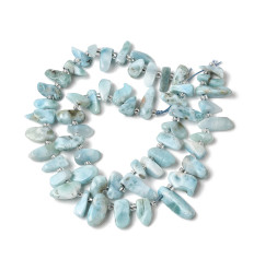Larimar - Chapelet de pierres pépites allongées