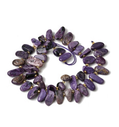 Charoite - Chapelet de pierres pépites allongées
