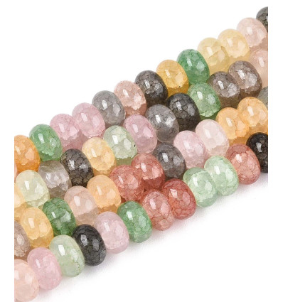 8.5x4.5mm - rondelle vert teinté lisse - Chapelet pierre