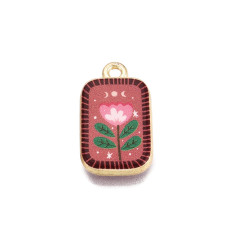Pendentif plaque fleur métal imprimé