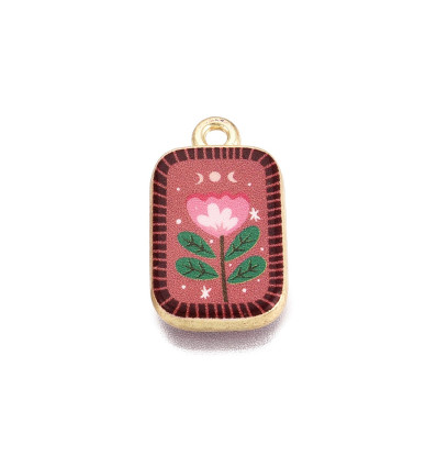 Pendentif plaque fleur métal imprimé