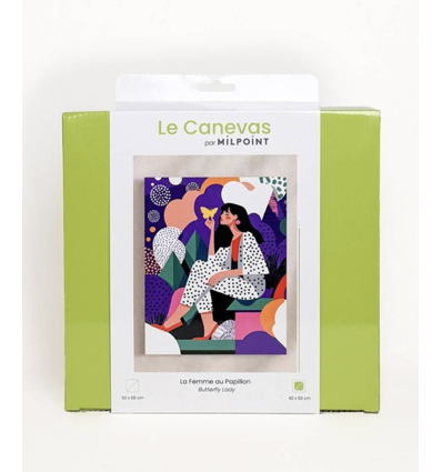 Kit canevas complet "LA FEMME AU PAPILLON"