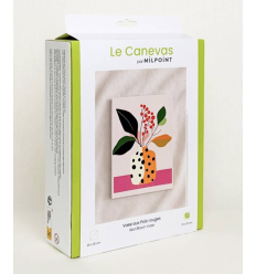 Kit canevas complet "VASE AUX POIS ROUGES"