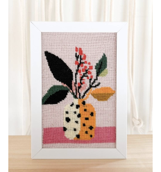 Kit canevas complet "VASE AUX POIS ROUGES"